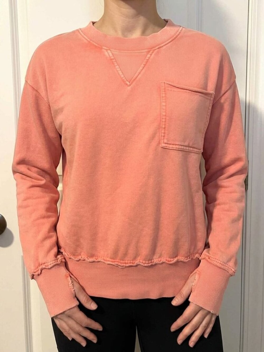 Evereve cotton blend pullover sweatshirt, faded coral color, size S